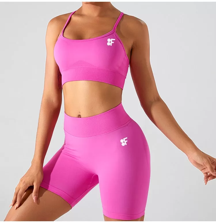 Seamless Ribbed  Set – Sports Bra   Bike Shorts